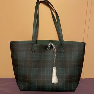 Green Plaid Kim Rogers Reversible Tote Bag